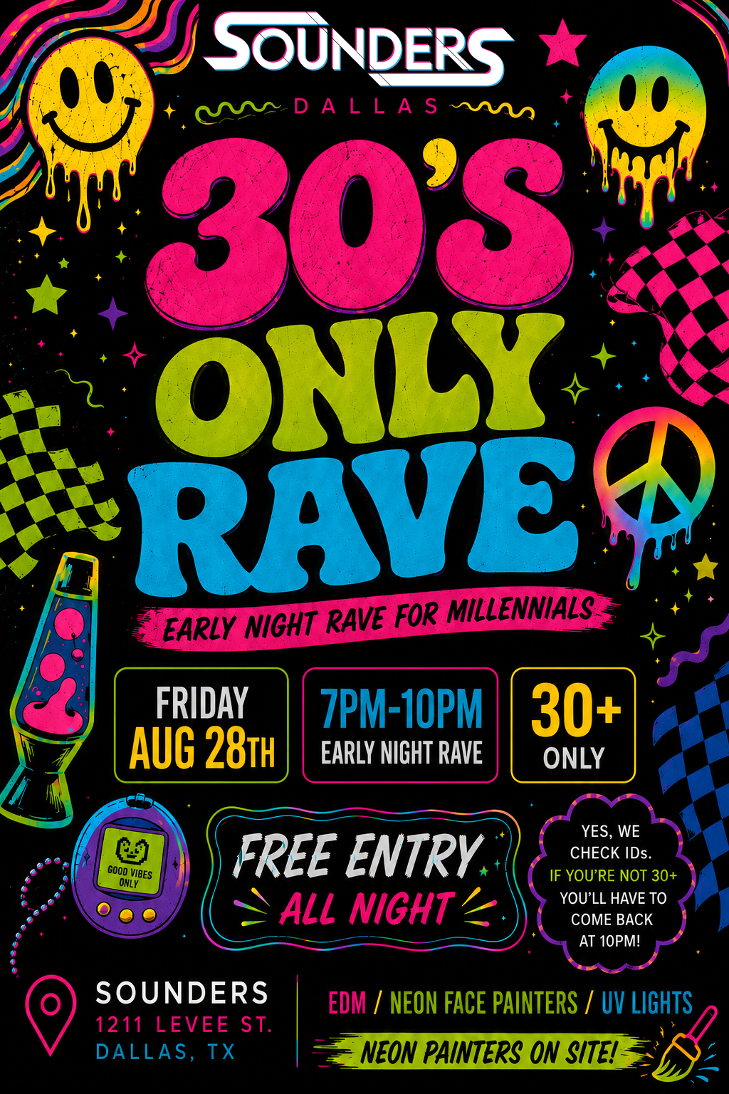 30's Only Rave @ Sounders Dallas, Friday August 28th