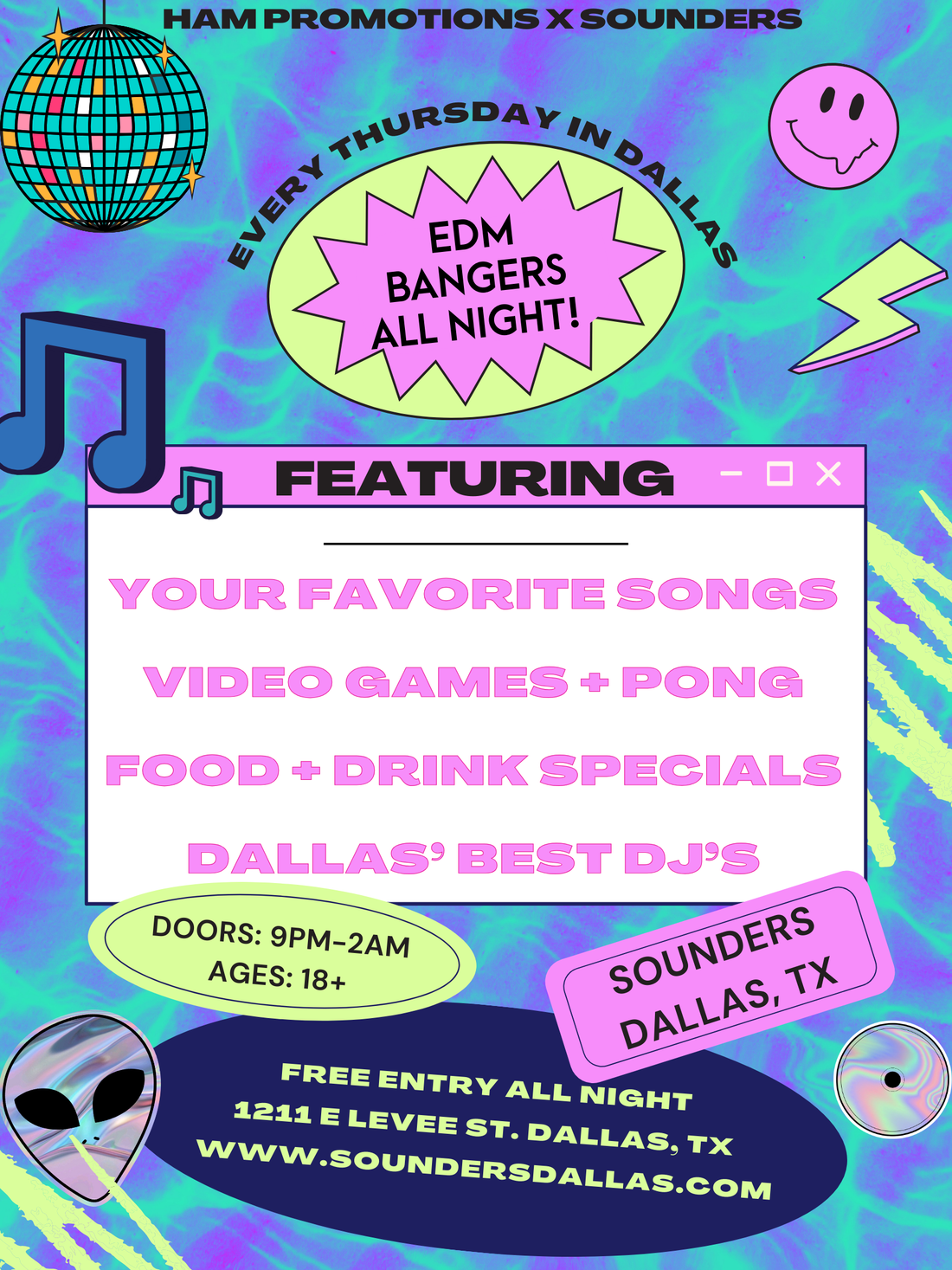 Throwback Thursdays: EDM Classics @ Sounders Every Thursday