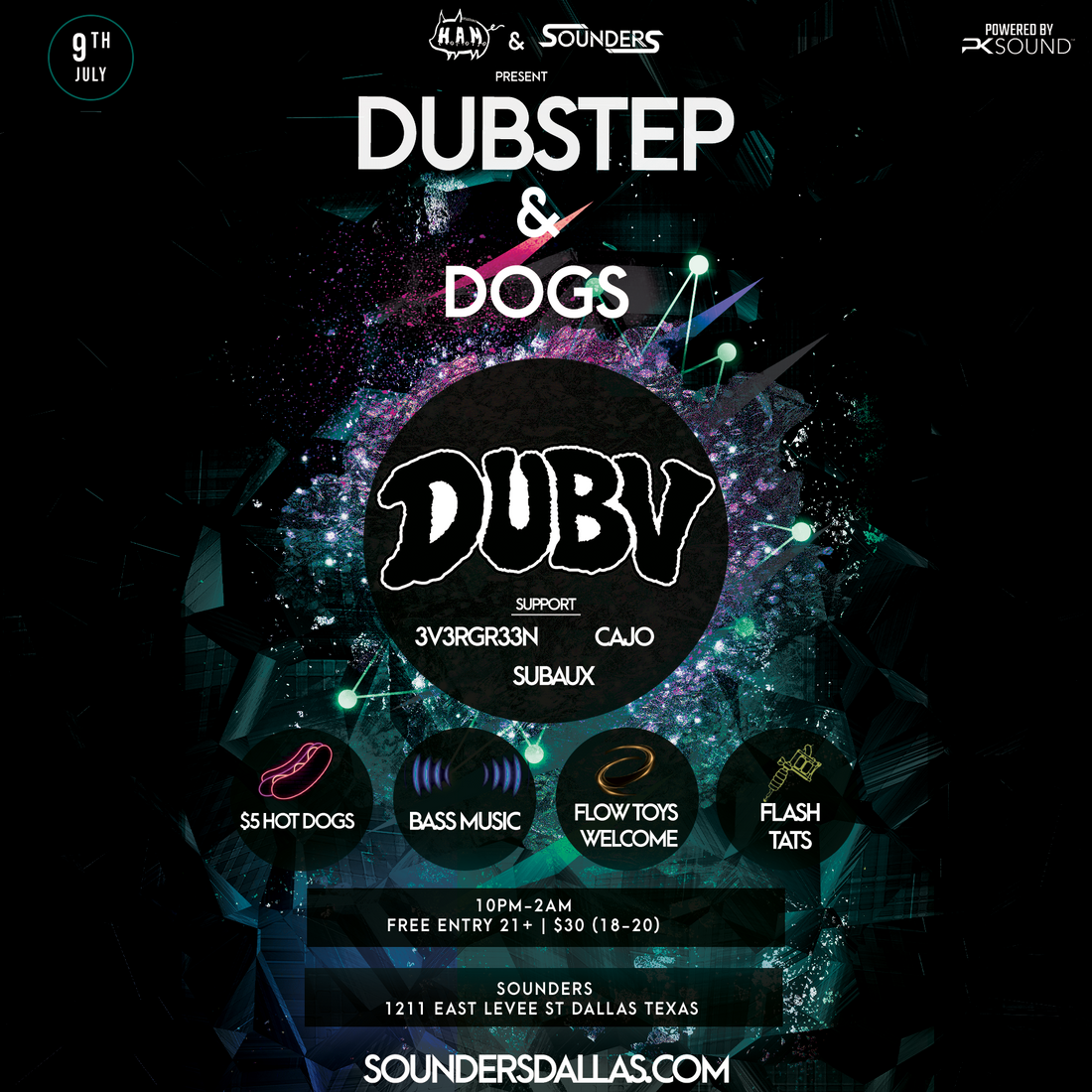 Dubstep + Dogs feat. DUBV Thursday, July 9th, 2026 @ Sounders Dallas