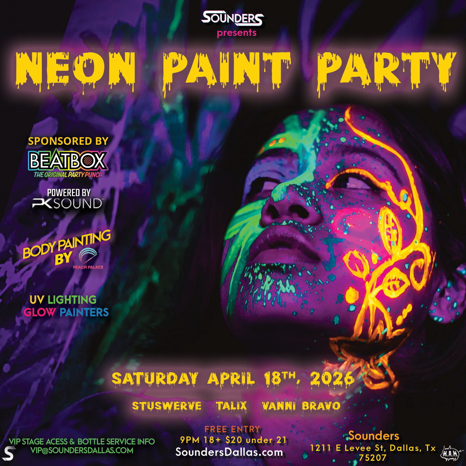 Neon Paint Party - 4/18 Dallas, TX – Sounders Dallas