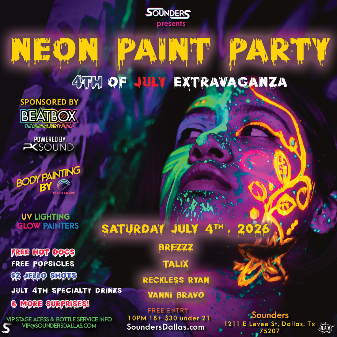 4th of July Neon Paint Party - Sounders Dallas!