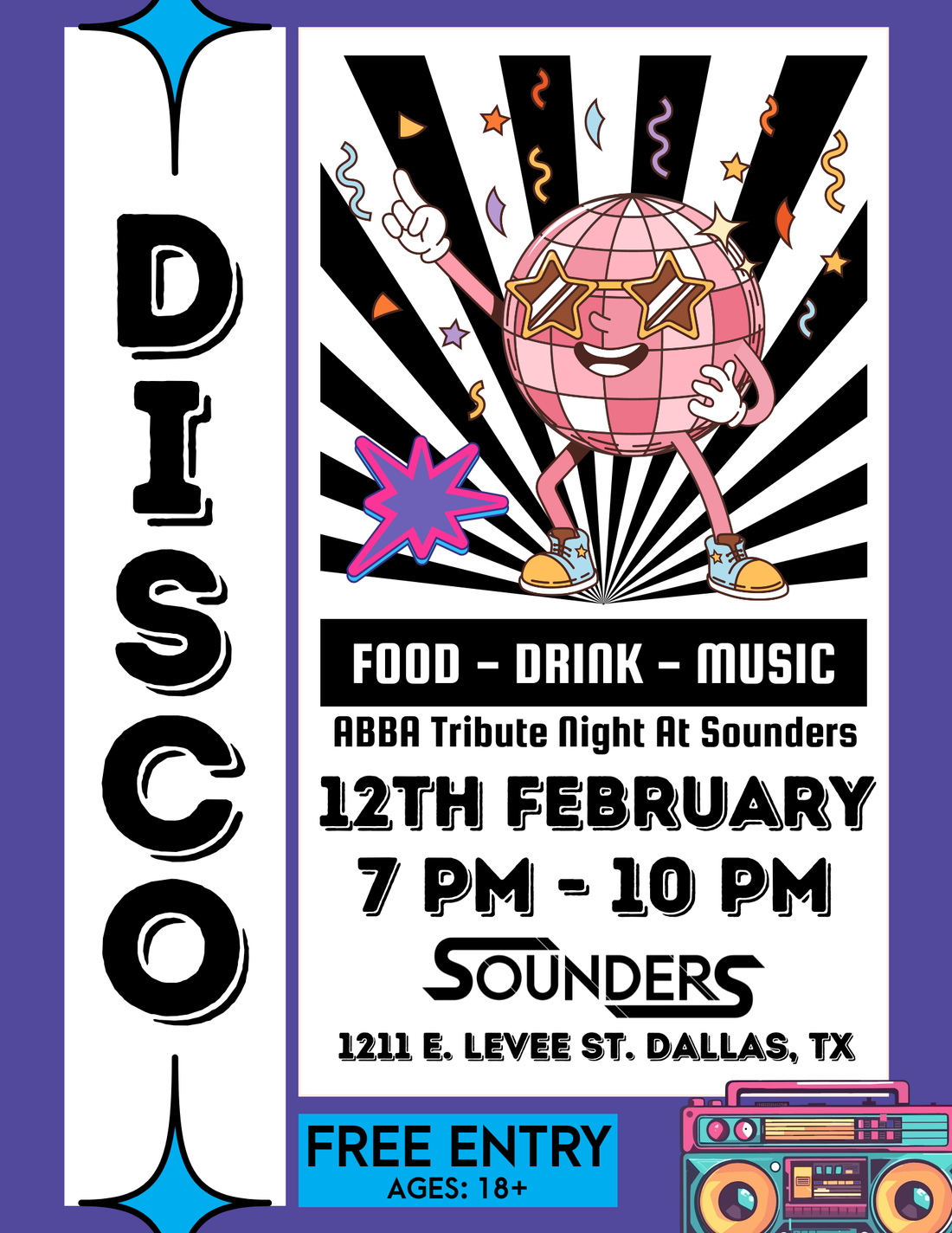 DISCO NIGHT: A TRIBUTE TO ABBA @ SOUNDERS - 2/12