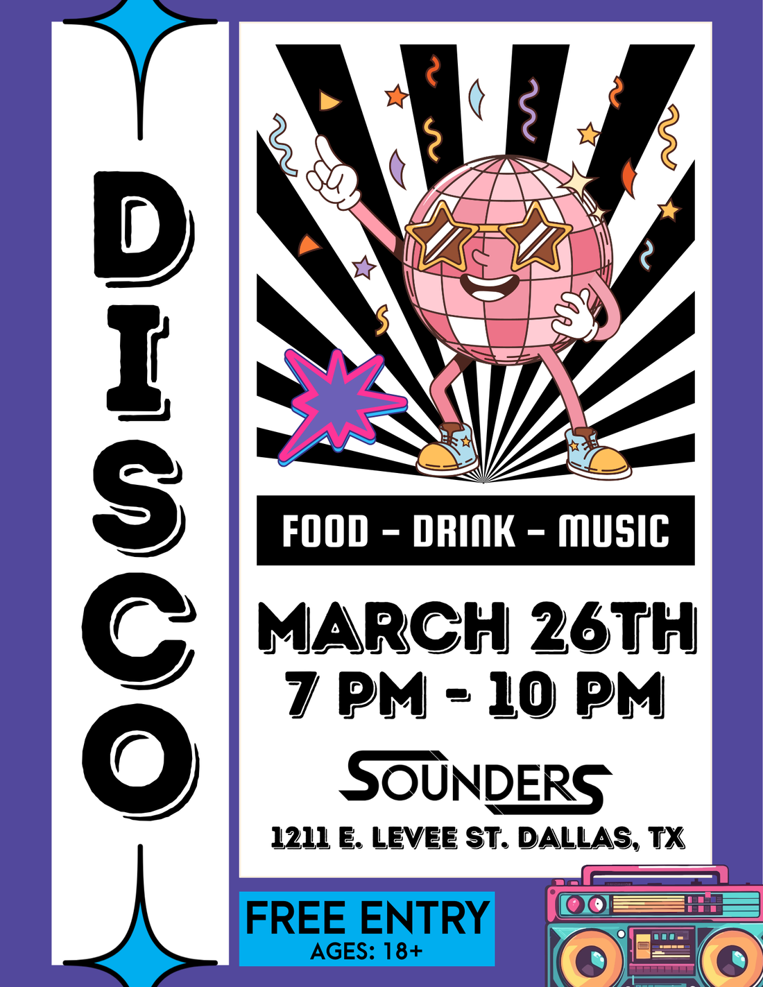 DISCO NIGHT AT SOUNDERS DALLAS MARCH 26TH, 2026